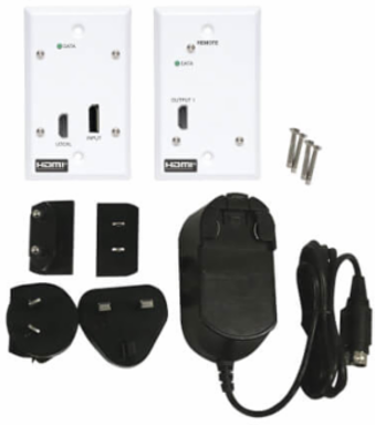 DisplayPort to HDMI over Cat6 Extender Kit, Wall Plate, 4K 60 Hz, 4:4:4, PoC, HDCP 2.2, 230 ft. (70.1 m), TAA