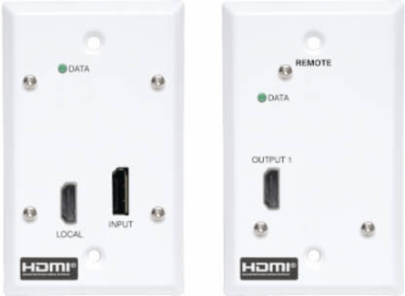 DisplayPort to HDMI over Cat6 Extender Kit, Wall Plate, 4K 60 Hz, 4:4:4, PoC, HDCP 2.2, 230 ft. (70.1 m), TAA
