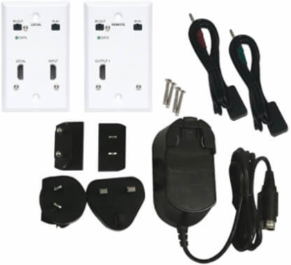 HDMI over Cat6 Extender Kit, Wallplate, 4K 60 Hz, 4:4:4, IR, PoC, HDR, HDCP 2.2, 230 ft, TAA