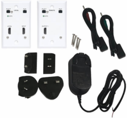 HDMI over Cat6 Extender Kit, Wallplate, 4K 60 Hz, 4:4:4, IR, PoC, HDR, HDCP 2.2, 230 ft, TAA
