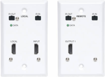 HDMI over Cat6 Extender Kit, Wallplate, 4K 60 Hz, 4:4:4, IR, PoC, HDR, HDCP 2.2, 230 ft, TAA