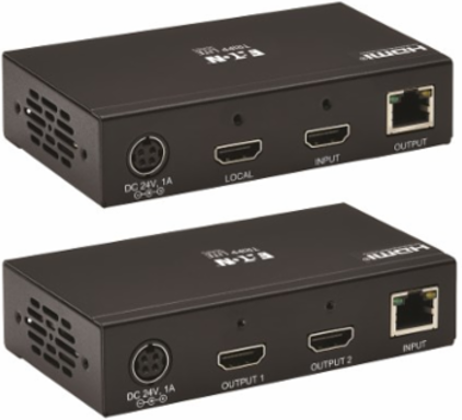 2-Port HDMI over Cat6 Extender Kit, Box, 4K 60 Hz, HDR, 4:4:4, PoC, HDCP 2.2, 230 ft, TAA