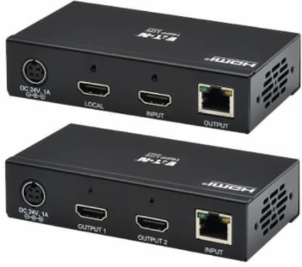 2-Port HDMI over Cat6 Extender Kit, Box, 4K 60 Hz, HDR, 4:4:4, PoC, HDCP 2.2, 230 ft, TAA