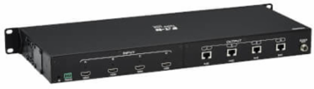 4x4 HDMI over Cat6 Matrix Switch Kit, Switch/4x Pigtail Receivers - 4K 60 Hz, HDR, 4:4:4, PoC, 230 ft. (70.1 m), TAA