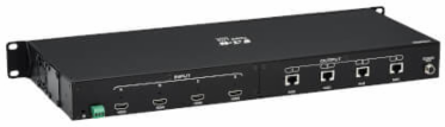 4x4 HDMI over Cat6 Matrix Switch Kit, Switch/4x Pigtail Receivers - 4K 60 Hz, HDR, 4:4:4, PoC, 230 ft. (70.1 m), TAA
