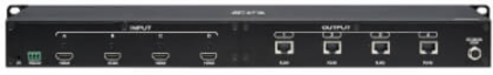 4x4 HDMI over Cat6 Matrix Switch Kit, Switch/4x Pigtail Receivers - 4K 60 Hz, HDR, 4:4:4, PoC, 230 ft. (70.1 m), TAA