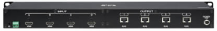 4x4 HDMI over Cat6 Matrix Switch Kit, Switch/4x Pigtail Receivers - 4K 60 Hz, HDR, 4:4:4, PoC, 230 ft. (70.1 m), TAA