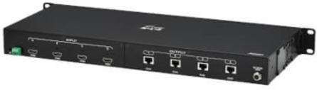 4x4 HDMI over Cat6 Matrix Switch Kit, Switch/4x Pigtail Receivers - 4K 60 Hz, HDR, 4:4:4, PoC, 230 ft. (70.1 m), TAA