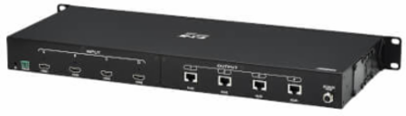 4x4 HDMI over Cat6 Matrix Switch Kit, Switch/4x Pigtail Receivers - 4K 60 Hz, HDR, 4:4:4, PoC, 230 ft. (70.1 m), TAA