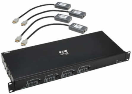 4x4 HDMI over Cat6 Matrix Switch Kit, Switch/4x Pigtail Receivers - 4K 60 Hz, HDR, 4:4:4, PoC, 230 ft. (70.1 m), TAA