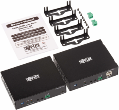 HDMI Fiber Extender Kit 4K @ 60 Hz, 985 ft, HDR, RS-232, USB