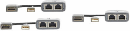 2-Port DisplayPort over Cat6 Extender Kit, Pigtail Transmitter/2x Receivers, 4K 60 Hz, HDR, 4:4:4, 230 ft. (70.1 m), TAA