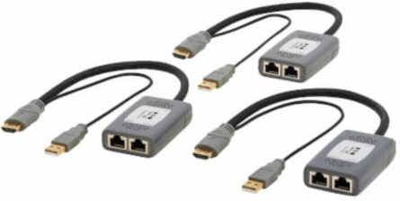 2-Port HDMI over Cat6 Extender Kit, Pigtail TX/2x Receivers, 4K 60 Hz, HDR, 4:4:4, 230 ft, TAA