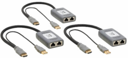 2-Port HDMI over Cat6 Extender Kit, Pigtail TX/2x Receivers, 4K 60 Hz, HDR, 4:4:4, 230 ft, TAA