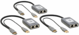 2-Port HDMI over Cat6 Extender Kit, Pigtail TX/2x Receivers, 4K 60 Hz, HDR, 4:4:4, 230 ft, TAA