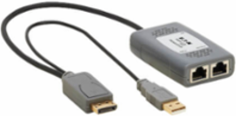 DisplayPort over Cat6 Pigtail Receiver with Repeater, 4K 60 Hz, 4:4:4, HDCP 2.2, 230 ft, TAA