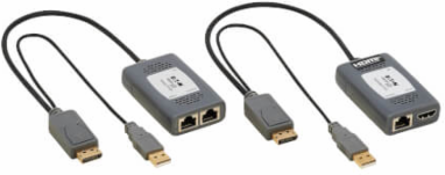 DisplayPort over Cat6 Extender Kit, Pigtail Transmitter/Receiver, 4K 60 Hz, HDR, 4:4:4, 230 ft, TAA