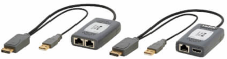 DisplayPort over Cat6 Extender Kit, Pigtail Transmitter/Receiver, 4K 60 Hz, HDR, 4:4:4, 230 ft, TAA