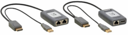 DisplayPort over Cat6 Extender Kit, Pigtail Transmitter/Receiver, 4K 60 Hz, HDR, 4:4:4, 230 ft, TAA