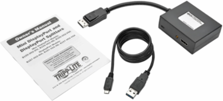 2-Port DisplayPort to HDMI Splitter, Supports 1920 x 1080 @ 60 Hz