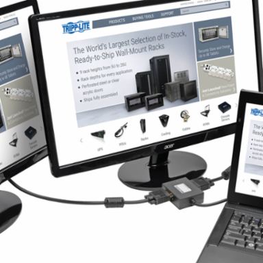 2-Port DisplayPort to VGA Splitter, 1920x1080 @ 60 Hz, Compact Design