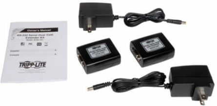 Serial over Cat5/Cat6 RS232 Extender, 3280 ft, Full-Duplex, TAA Compliant