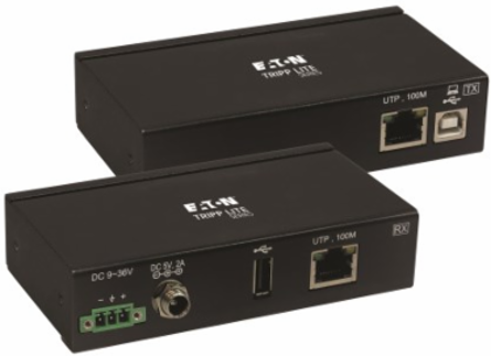 Industrial USB 2.0 over Cat6 Extender, 1-Port, ESD Protection, PoC, Mountable, 330 ft.