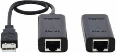 USB 2.0 over Cat5/Cat6 Extender Kit, 1-Port, Power over Cable, 164 ft. (50 m), Black