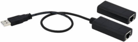 USB 2.0 over Cat5/Cat6 Extender Kit, 1-Port, Power over Cable, 164 ft. (50 m), Black
