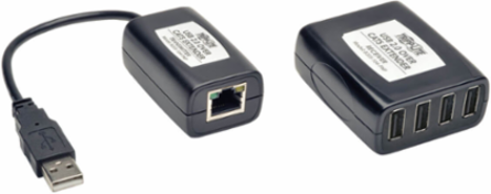 4-Port USB 2.0 Extender Hub Kit, 480 Mbps, Extends 164 ft. (50 m) over Cat5/Cat6