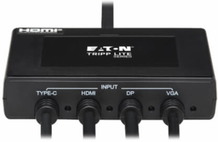 4-Port Presentation Adapter, 4K 60 Hz (4:4:4) HDMI, DP, USB-C and 1080p VGA to HDMI, Built-In Cables, TAA