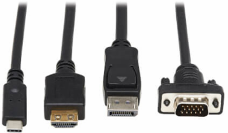 4-Port Presentation Adapter, 4K 60 Hz (4:4:4) HDMI, DP, USB-C and 1080p VGA to HDMI, Built-In Cables, TAA