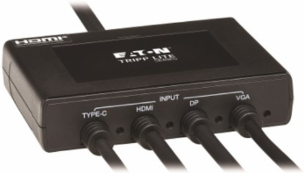 4-Port Presentation Adapter, 4K 60 Hz (4:4:4) HDMI, DP, USB-C and 1080p VGA to HDMI, Built-In Cables, TAA