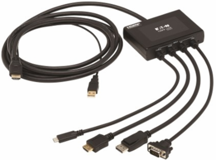 4-Port Presentation Adapter, 4K 60 Hz (4:4:4) HDMI, DP, USB-C and 1080p VGA to HDMI, Built-In Cables, TAA