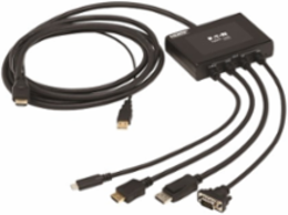 4-Port Presentation Adapter, 4K 60 Hz (4:4:4) HDMI, DP, USB-C and 1080p VGA to HDMI, Built-In Cables, TAA