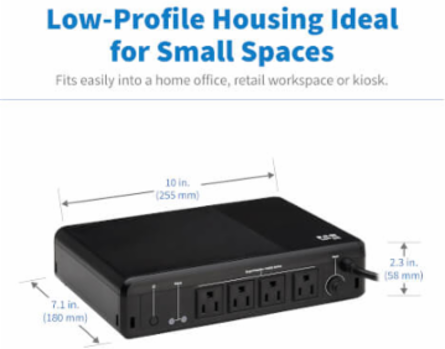 Standby UPS, 600VA / 300W, 120V, 4 NEMA 5-15R Outlets, 5-15P Plug, Desktop/Wall Mount