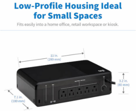 Standby UPS, 850VA / 450W, 120V, 5 NEMA 5-15R Outlets, 5-15P Plug, Desktop/Wall Mount