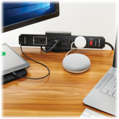 Clamp-On Power Strip Holder, ABS, Black