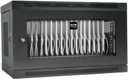16-Device USB Charging Station Cabinet, 2.4A Fast Charging, Wall-Mount, Black