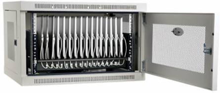 16-Device USB Charging Station Cabinet, 2.4A, Wall-Mountable, White