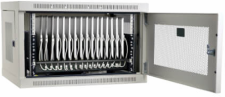 16-Device USB Charging Station Cabinet, 2.4A, Wall-Mountable, White
