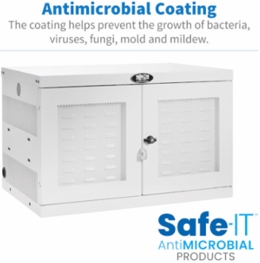 UV Charging Station Cabinet, Hospital-Grade, 16 USB Ports, 2.4A per Port, Antimicrobial, White