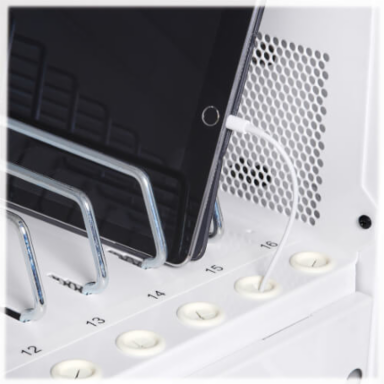 UV Charging Station Cabinet, Hospital-Grade, 16 USB Ports, 2.4A per Port, Antimicrobial, White