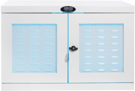 UV Charging Station Cabinet, Hospital-Grade, 16 USB Ports, 2.4A per Port, Antimicrobial, White