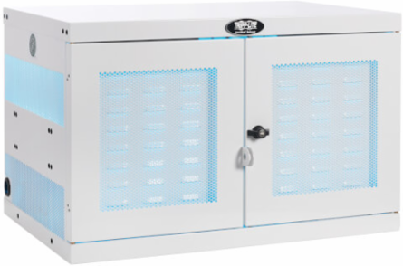 UV Charging Station Cabinet, Hospital-Grade, 16 USB Ports, 2.4A per Port, Antimicrobial, White