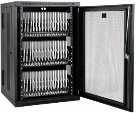 48-Device USB Charging Station Cabinet, 2.4A Charging, Black
