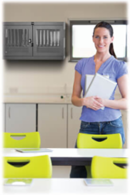 16-Device Charging Station Cabinet, Adjustable for Laptops up to 15 Inch