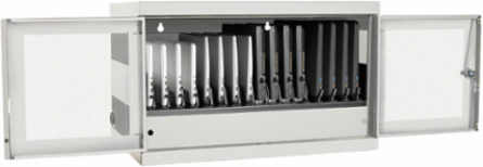 16-Device AC Charging Station Cabinet for Laptops, 10-Foot Cord, White