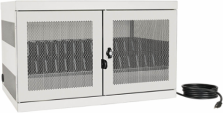 16-Device AC Charging Station Cabinet for Laptops, 10-Foot Cord, White