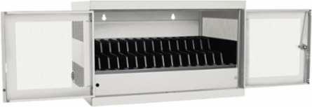 16-Device AC Charging Station Cabinet for Laptops, 10-Foot Cord, White